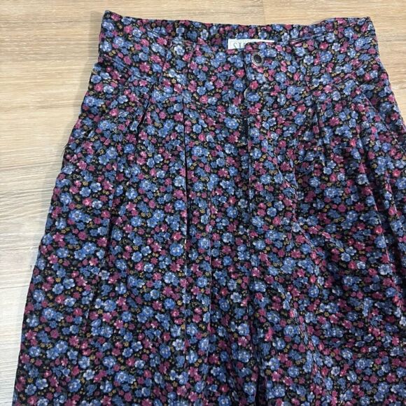Vintage Stefano 8 High Rise Micro Floral Courduroy Pants Blue Purple Cottagecore - Picture 3 of 8